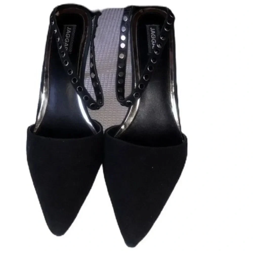 Jaggar Opulent Studded Pointed Toe Sling back Black Heels Size 10